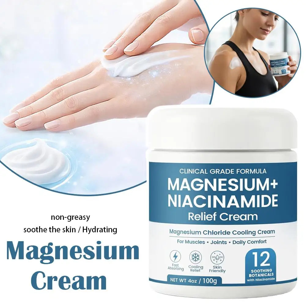 Magnesium Niacinamide Relief Cream Topical Magnesium Chloride Cream for Joints, Legs Feet with Arnica Boswellia Lightweight
