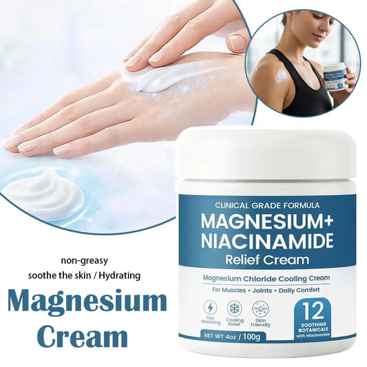 Magnesium Niacinamide Relief Cream Topical Magnesium Chloride Cream for Joints, Legs Feet with Arnica Boswellia Lightweight