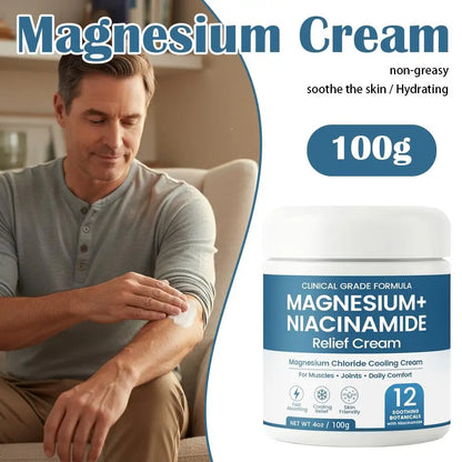 Magnesium Niacinamide Relief Cream Topical Magnesium Chloride Cream for Joints, Legs Feet with Arnica Boswellia Lightweight